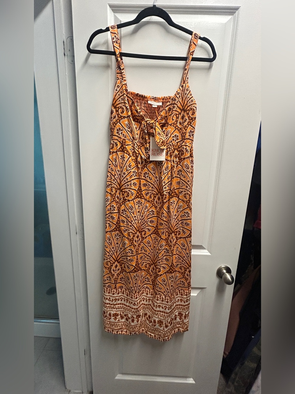 Knox Rose Orange and Brown Paisley Dress